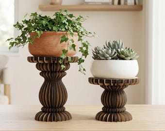 Soporte para macetas (archivo SVG para corte láser), soportes para plantas, juego de 2 soportes para macetas, archivos para corte de madera, proyectos de bricolaje en madera, decoración rústica.