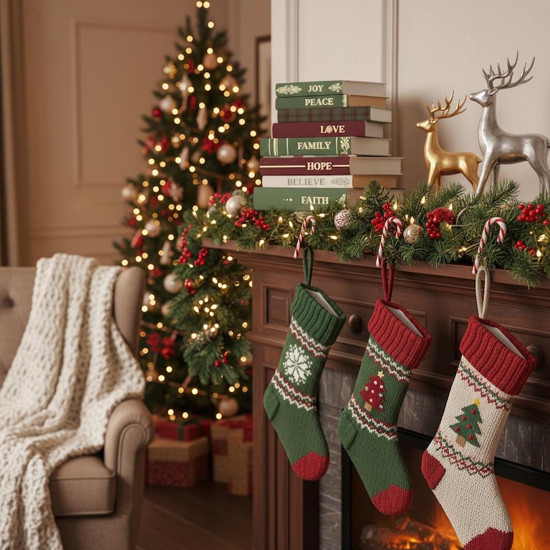 Bauble Stack Christmas Book Stack, DIY Decorations Printables, Decorative Books ...