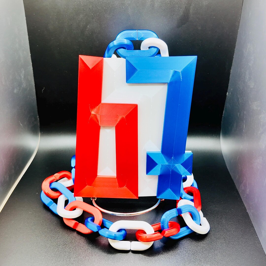 3D Printed 6-7 Meme Hype Chain Pendant, Red White Blue - Etsy