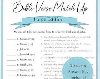 Gioco di abbinamento dei versetti biblici della speranza, attività sulle scritture, scritture sulla speranza, attività di studio della Bibbia, versetti da memorizzare, gioco della scuola domenicale, gioco per gruppi giovanili
