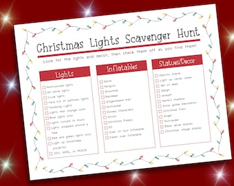 Caça ao Tesouro das Luzes de Natal para Imprimir, Caça ao Tesouro ao Ar Livre, Jogo de Luzes de Natal, Atividade de Natal em Família, Caça ao Tesouro de Natal