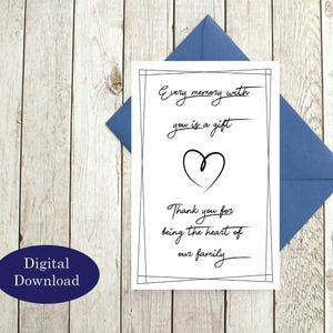 Cartão de Dia dos Pais comovente - Presente para imprimir para o pai - Obrigado por ser o coração da nossa família - Download digital - Cartão para o pai