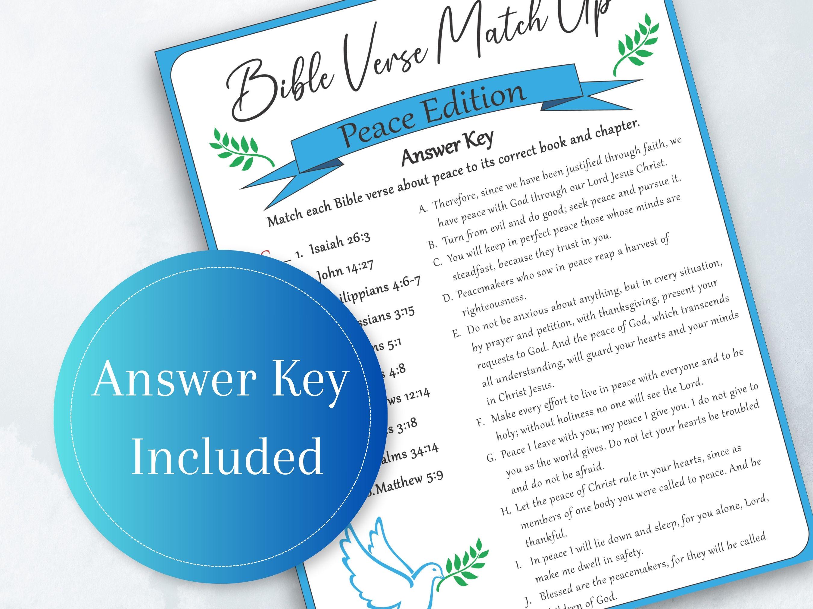 Peace Bible Verse Match Game, Scripture Matching Activity, Bible Study ...