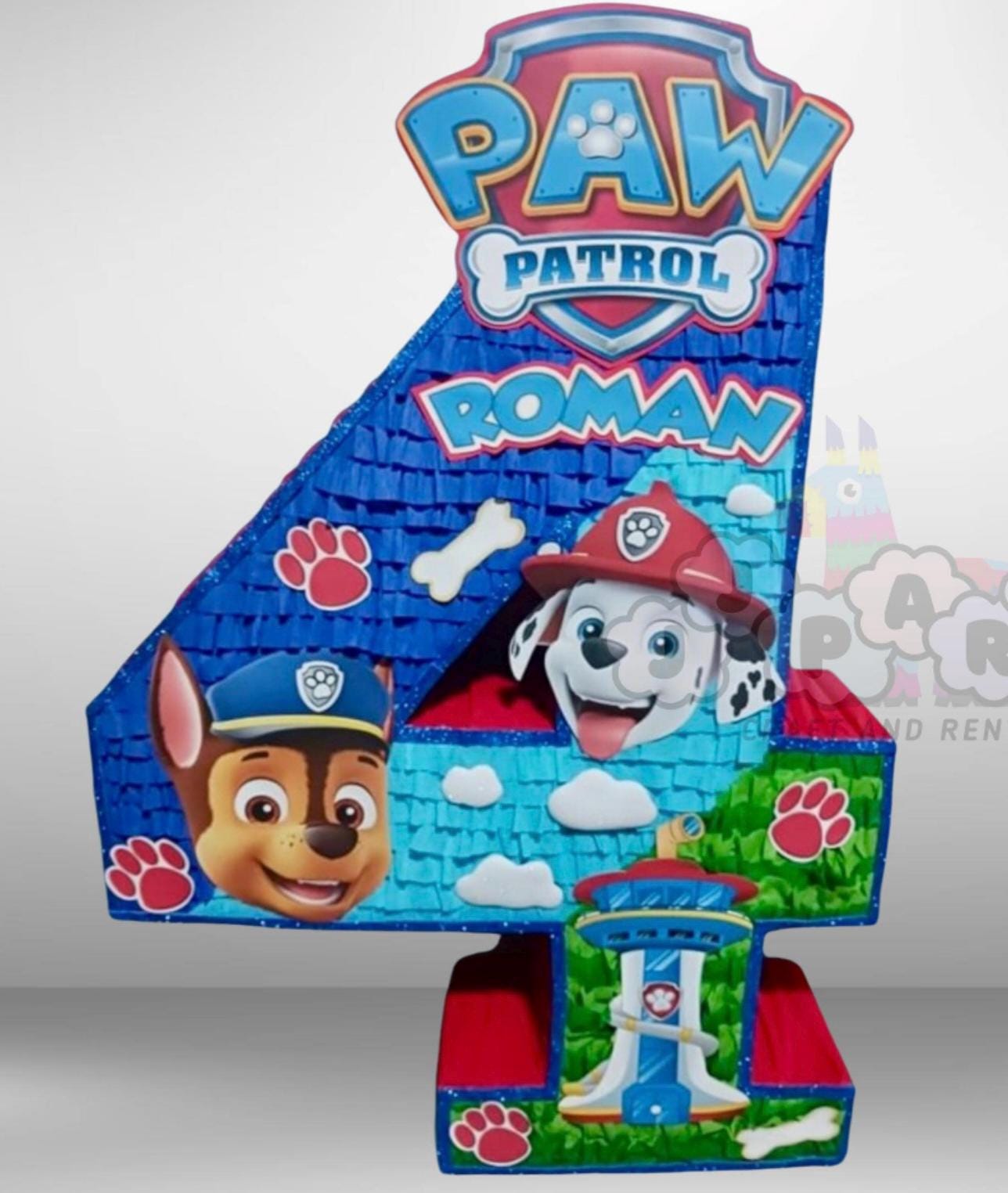 Piñata PATRULLA, Piñatas de números, Piñatas de cumpleaños: 27 pies de largo, 20 pies de ancho y 5 pies de grosor