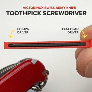 Precision screwdriver mod for Victorinox Swiss Army Knive (SAK) - Replaces toothpick - Fits all models