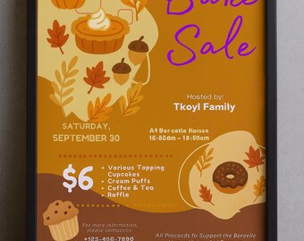 Fall Bake Flyer Template | Autumn Fundraiser (Printable Digital File