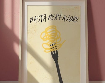 Pasta Print | Italian Kitchen Print | Pasta Poster | Italian Wall Art | Pasta Art Print | Cute Food Poster | Food Print | Spaghetti Poster