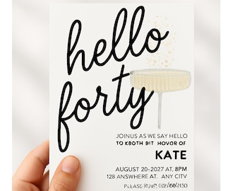 40th Birthday Invitation | Digital Download | Editable Canva Template for 40th Party | Modern & Elegant Party Invite