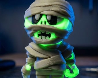 Khepri: The Articulated Mummy Figurine with Sarcophagus - Glow-in-the-Dark Gothic Horror Collectible