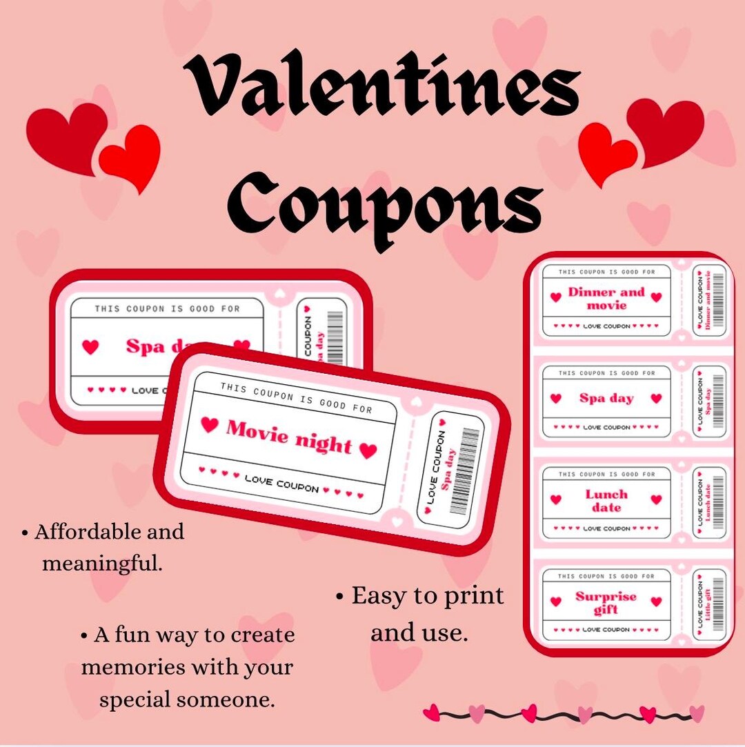 Printable Valentine’s Day Love Coupons | Romantic Gift for Him or Her ...