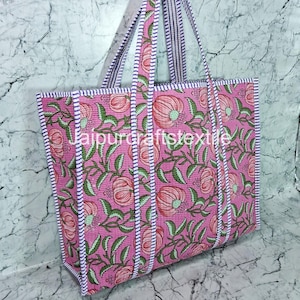 Quilted Cotton Tote Bag, Cotton Large Shopping Bag, Travel Bag, Shoulder Bag, Tote Bag for Women, Gifts Bag