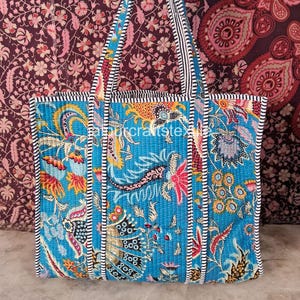 Quilted Tote Bag, Cotton Large Shopping Bag, Travel Bag, Tote Bag For Her, Gift For Mum