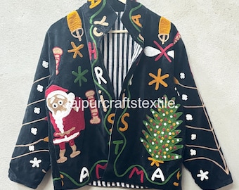 Hand Embroidered Velvet Suzani Jacket - Winter Women's Wear Christmas Gift