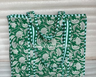 Quilted Cotton Tote Bag: Large Travel Shopping Bag