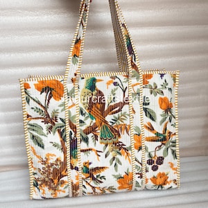 Quilted Cotton Tote Bag: Large Travel Shopping Bag