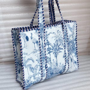 Bolsa de mano acolchada, bolsa de viaje grande de algodón, bolsa de compras, regalo para ella