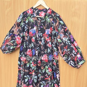 Hand Block Printed Cotton Midi Dress: Bohemian Spring Summer Dress