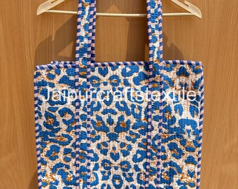 Quilted Cotton Tote Bag: Large Travel Shopping Bag