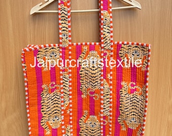 Quilted Cotton Tote Bag: Large Travel Shopping Bag