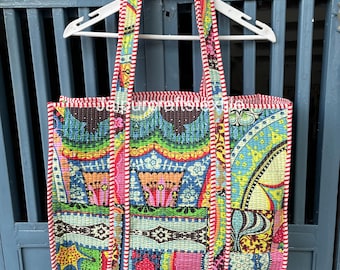 Quilted Cotton Tote Bag: Large Travel Shopping Bag