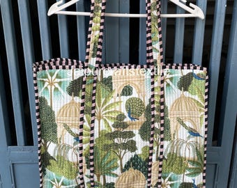 Quilted Cotton Tote Bag: Large Travel Shopping Bag