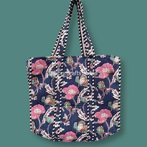 Quilted Tote Bag, Cotton Large Shopping Bag, Travel Bag, Shoulder Bag, Gifts For Her