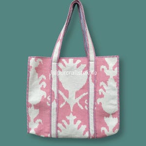 Quilted Tote Bag, Cotton Large Travel Bag, Shopping Bag, Gift For Her