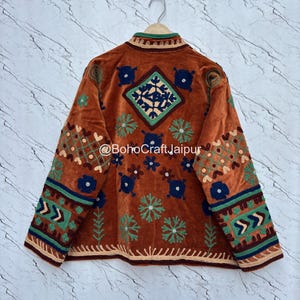 Suzani Velvet Embroidered Jacket – Handmade Indian Boho Coat image 4