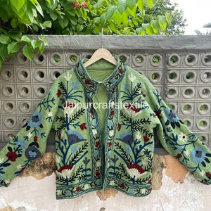 Suzani Embroidery Jacket, TNT Suzani Coat, Suzani Short Jacket, Winter Wear Jacket Coat, Hand Embroidered Jacket For Women
