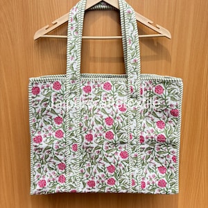 Quilted Tote Bag, Cotton Large Travel Bag, Shopping Bag, Gift For Her