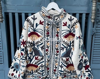 Handmade Suzani Embroidered Jacket: Winter Coat