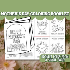Livret de fleurs à colorier pour la fête des mères, livre artisanal à colorier pour enfants, cadeau pour maman, livret à colorier souvenir de la fête des mères 2025, poème pour maman