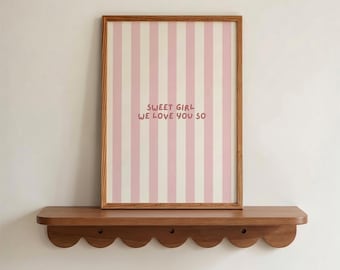 Sweet Girl We Love You So Print Pink Christian Artwork, Little Girls Room Decor, Vintage Nursery Wall Art