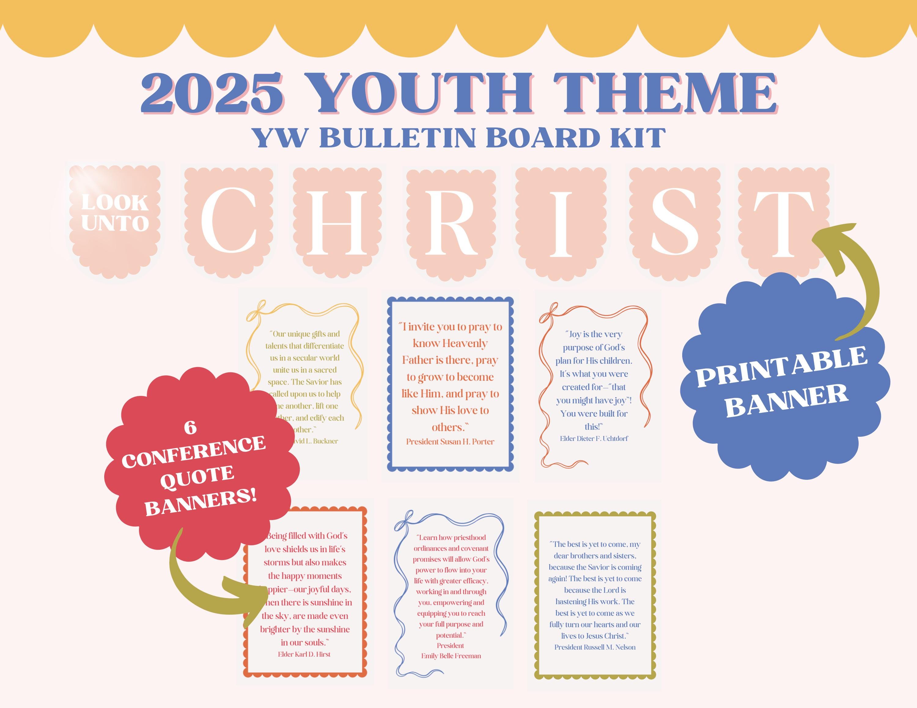 LDS Young Women Bulletin Board Kit 2025 Youth Theme Look Unto Christ ...