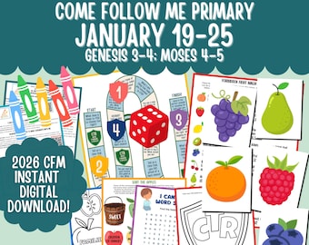 Primary January 19-25 Lesson Plan LDS Come Follow Me 2026 The Old Testament The Fall of Adam and Eve Printable Primary Ideas CTR