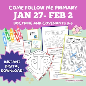 Primary January 27 - February 2 LDS Come Follow Me Lesson Plan 2025 Doctrine and Covenants My Work Shall Go Forth CTR Activities Crafts