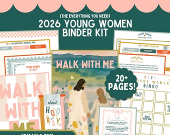 2026 Young Women Planner Kit Editable LDS YW Binder Walk with Me Moses 6:34 Young Women Presidency Helps