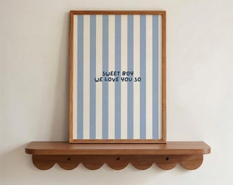 Sweet Boy We Love You So Print Blue Christian Artwork, Little Boys Room Decor, Vintage Nursery Wall Art