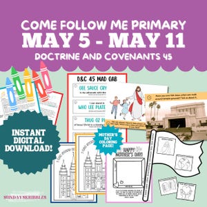 Primary May 5 - May 11 Lesson Plan LDS Come Follow Me 2025 Doctrine and Covenants  Stand in Holy Places LDS Mother&#39;s Day Coloring Page
