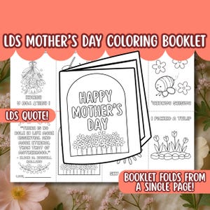 Folleto de flores imprimible para el Día de la Madre de la Primaria SUD, manualidad para colorear, regalo para niños para mamá, manualidad de recuerdo del Día de la Madre 2025, poema para colorear para mamá
