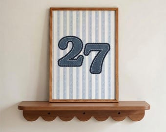 Patchwork 27 Print Blue, Little Boys Room Decor, Vintage Nursery Wall Art, 2027 Artwork