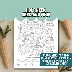 Holy Week Printable Seek and Find Easter I Spy Like Coloring Activity LDS Holy Week for Kids Resurrection Story Christian Easter Craft Page
