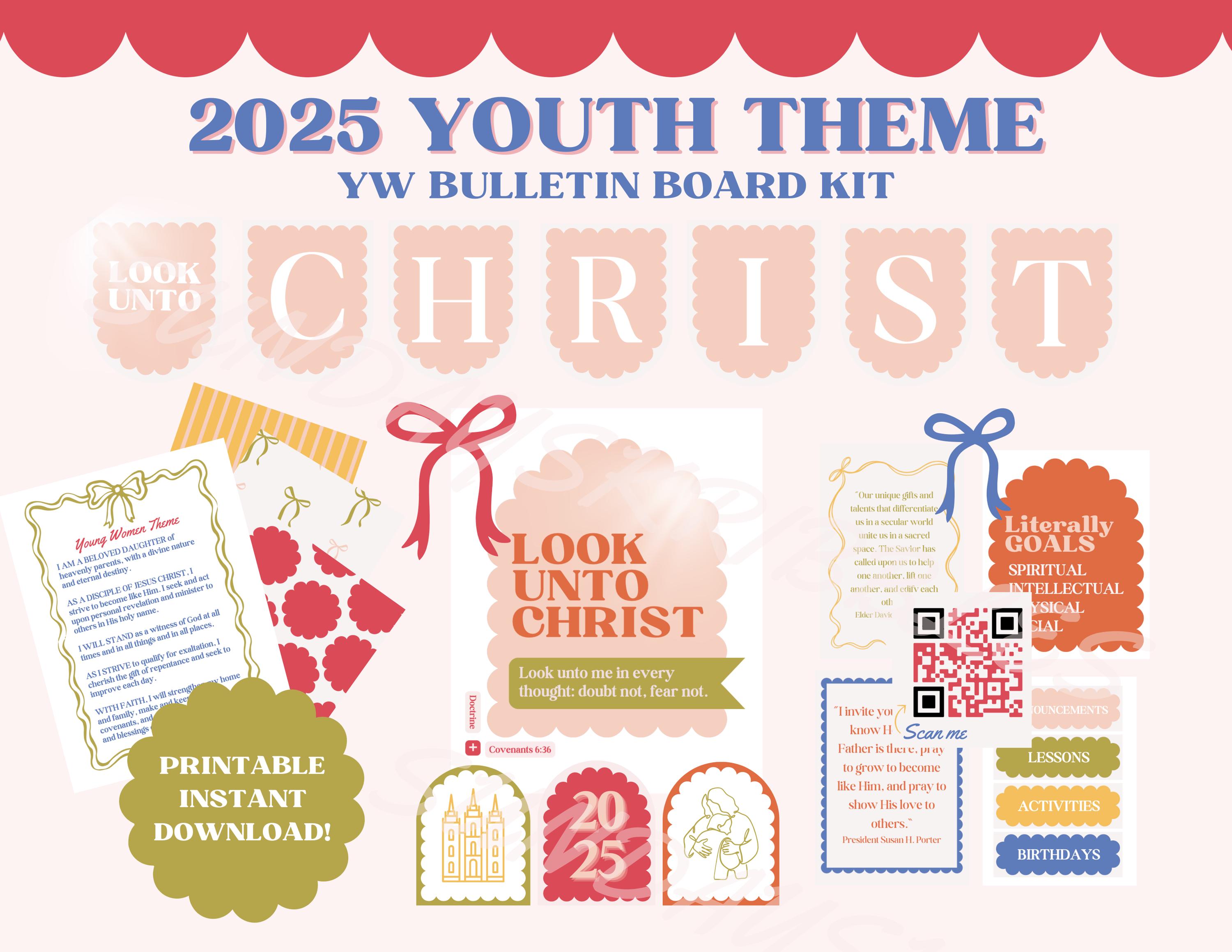 LDS Young Women Bulletin Board Kit 2025 Youth Theme Look Unto Christ ...