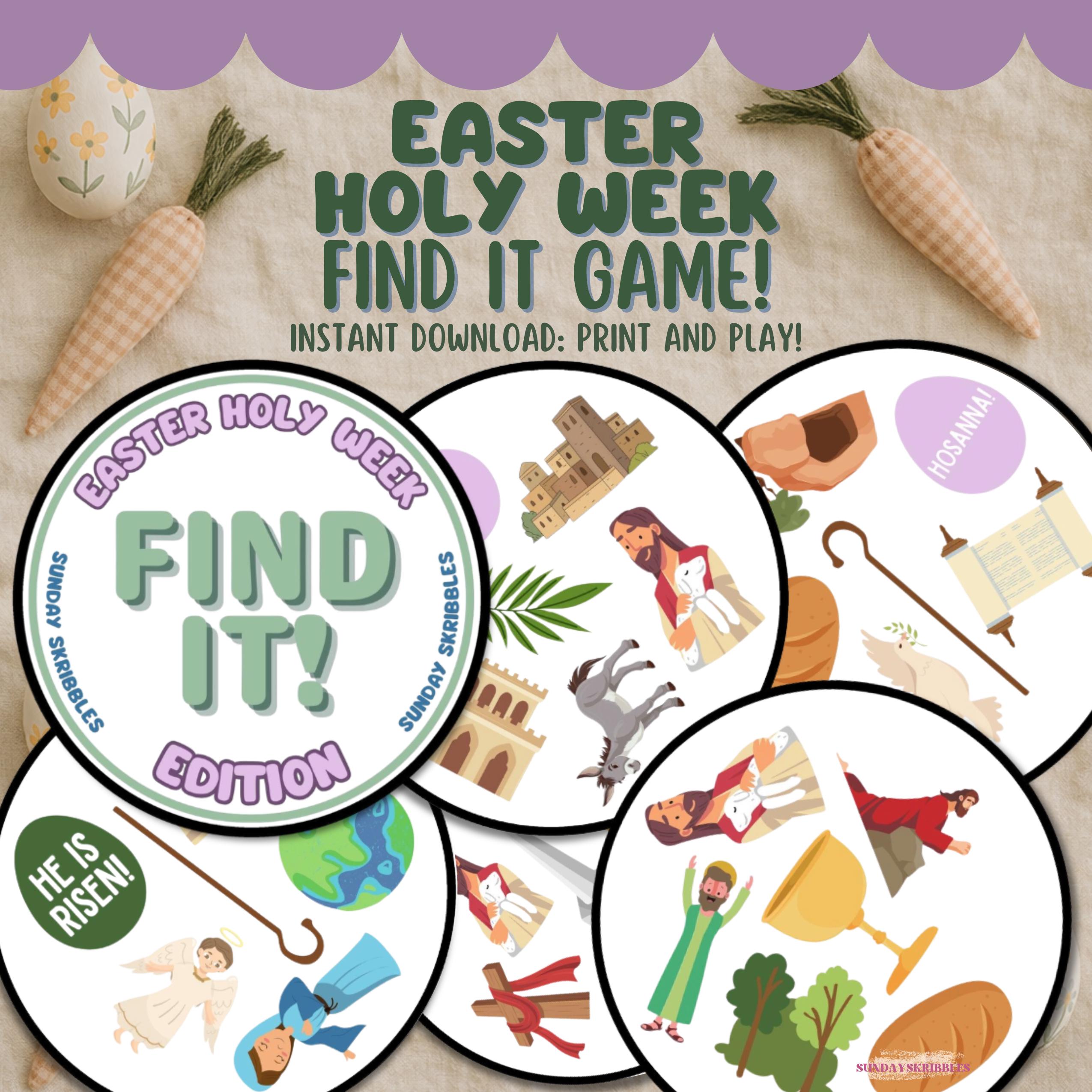 Holy Week Matching Game LDS Easter Story Find It Christian Easter Spot ...