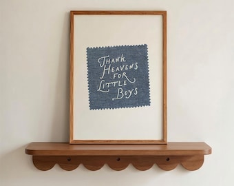 Thank Heavens For Little Boys Vintage Print Christian Artwork, Western Wall Art, Cottage Home Decor, Bible Verse Art, Patchwork Wall Art
