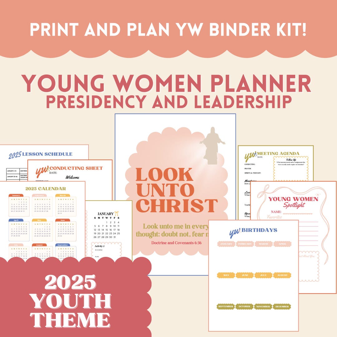 2025 LDS Young Women Planner Binder Presidency Leadership Look Unto ...