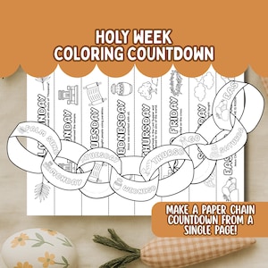 Holy Week Printable Easter Advent Coloring Craft Easter Countdown Chain 2026 LDS Holy Week for Kids Resurrection Story Paper Chain Activity