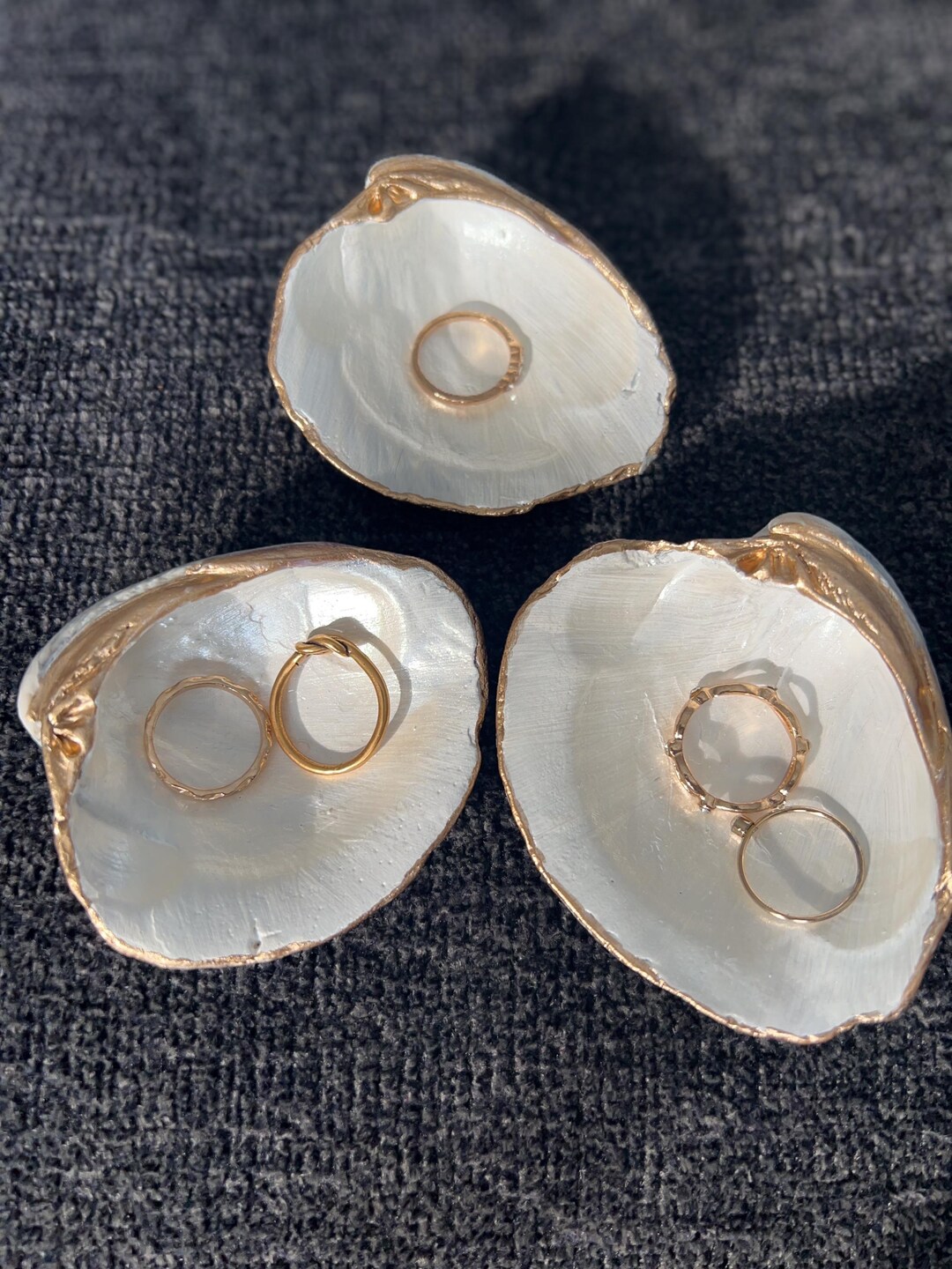 Hand Made Clam Shell Ring Dish or Trinket Dish. PACK OF 3. Newlywed ...