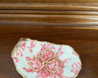 Flower - Hand Made Oyster Shell Ring Dish or Trinket Dish. Newlywed gift, engagement gift, bridesmaid proposal gifts, bridal shower