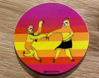 Sloths Swing Dancing at Sunset Vinyl Laptop-Water Bottle Sticker